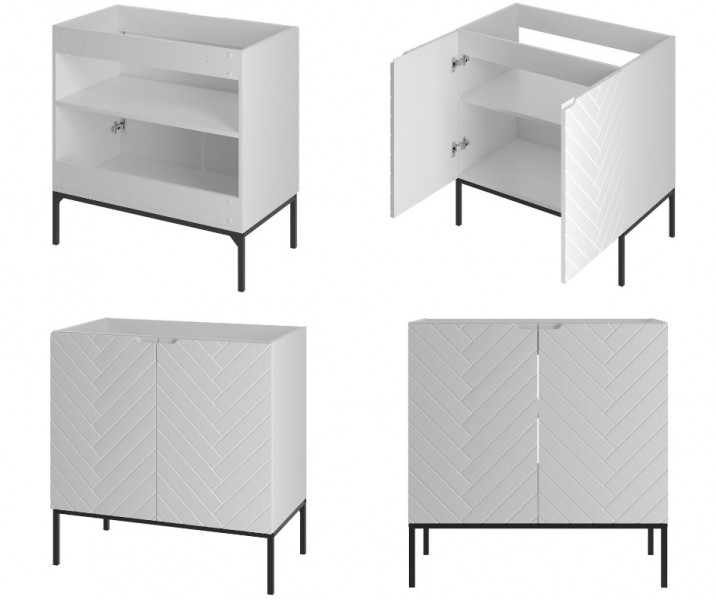 Szafka pod umywalkę wpuszczaną Aspen 08, biały mat/czarny, 80 cm