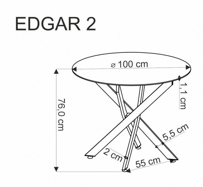 Okrągły stół Edgar 2 Halmar z blatem ze spieku