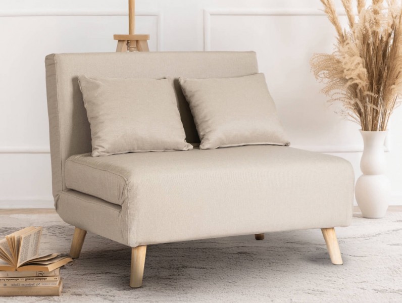 2-osobowa sofa-leżanka Marry 2 w stylu skandynawskim, beżowa tkanina