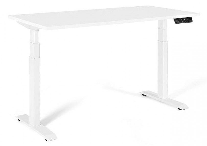 Elektryczne biurko komputerowe Active I 140x70 cm, stelaż biały / blat biały