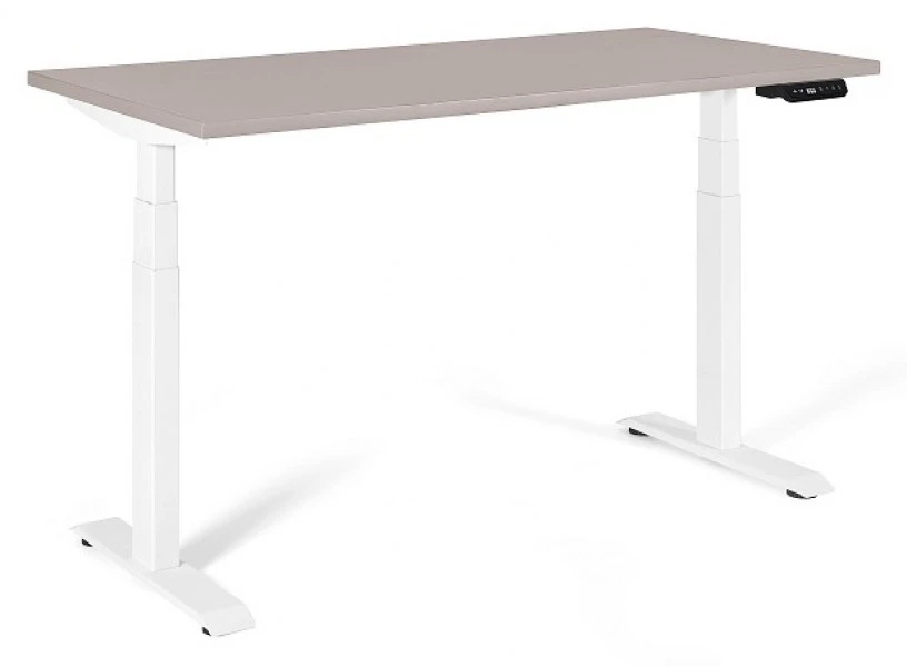 Elektryczne biurko komputerowe Active I 140x70 cm, stelaż biały / blat beżowy