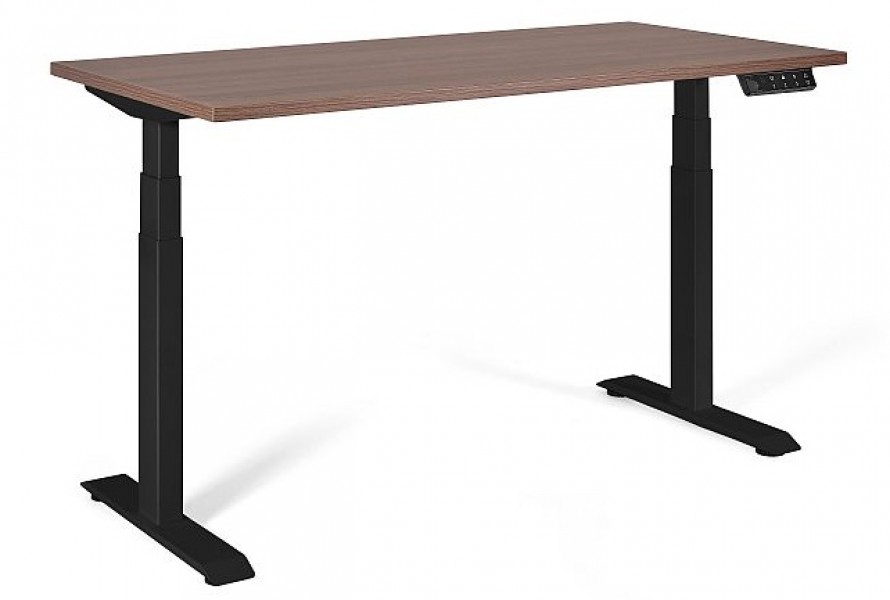 Elektryczne biurko komputerowe Active I 140x70 cm, stelaż czarny / blat orzech