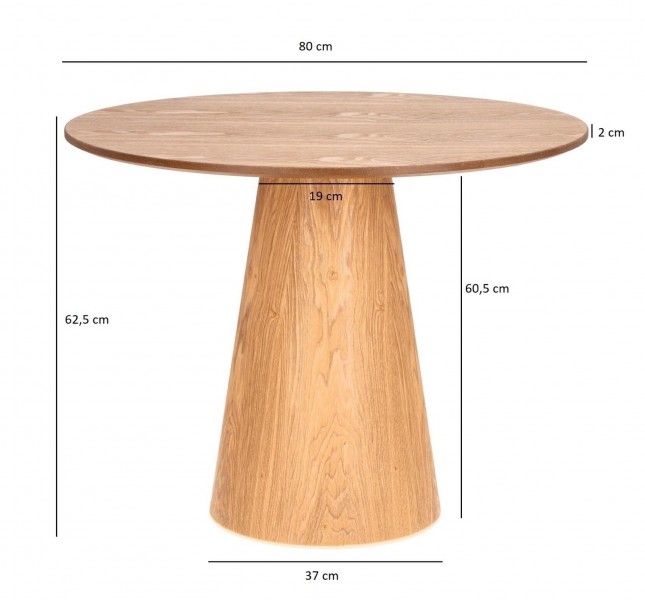 Okrągły stolik kawowy Soleilo 80 cm, fornir dębowy