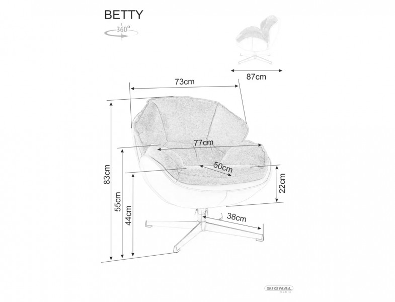 Obrotowy fotel do salonu Betty Signal
