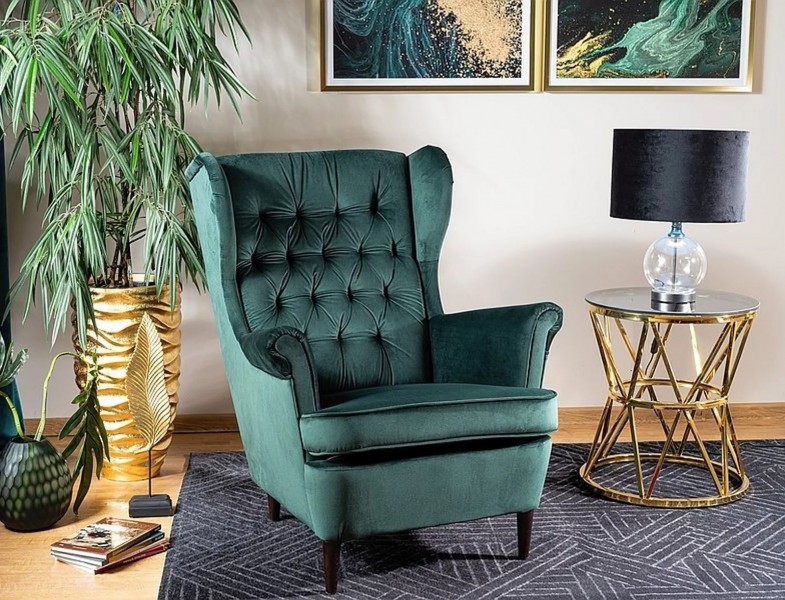 Elegancki pikowany fotel Harry Velvet Signal