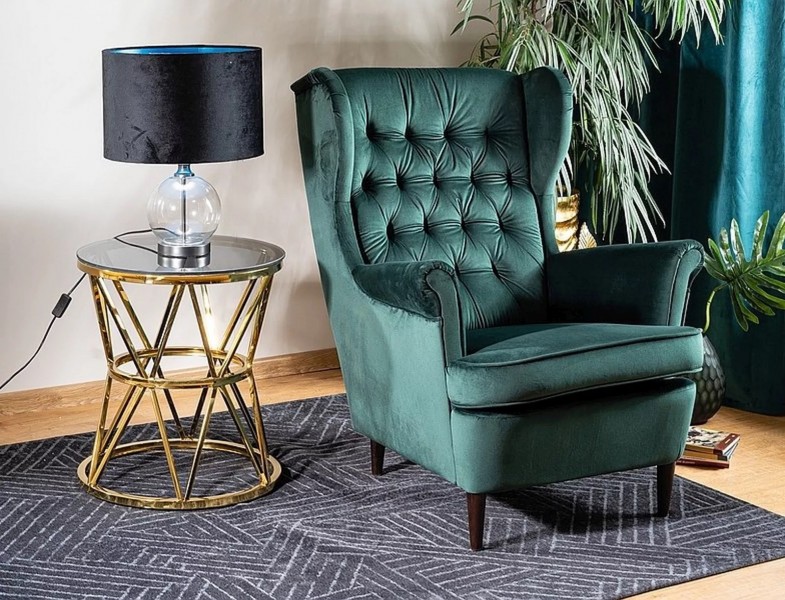 Elegancki pikowany fotel Harry Velvet Signal