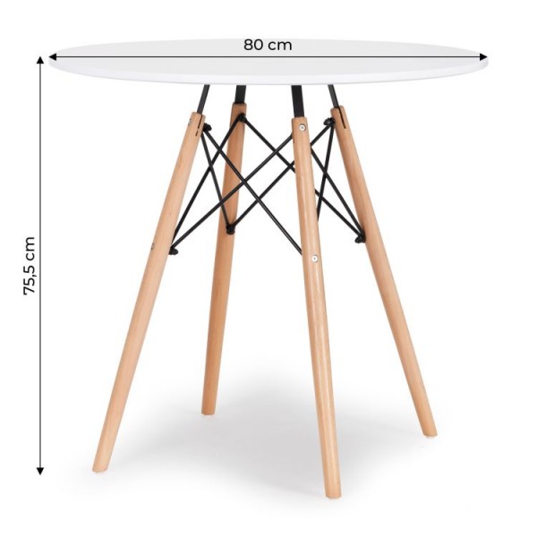 Okrągły stół kawiarniano-jadalniany Scandera 80 cm, biały