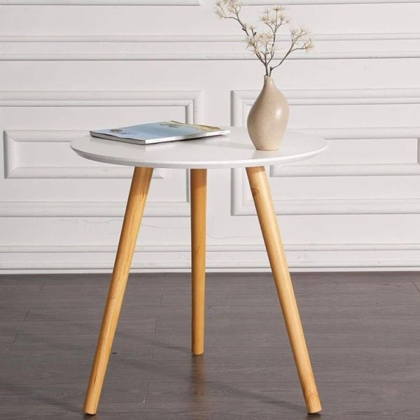 Stół w stylu skandynawskim okrągły Dramen 80 cm, biały