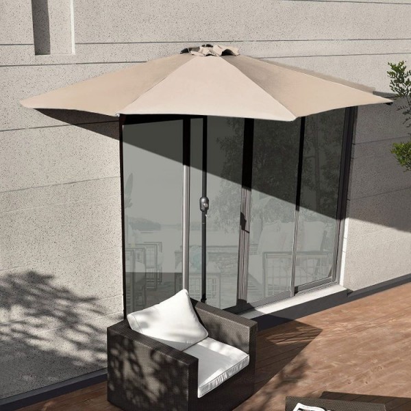 Parasol ogrodowy boczny UM016 - składany, przyścienny, beżowy