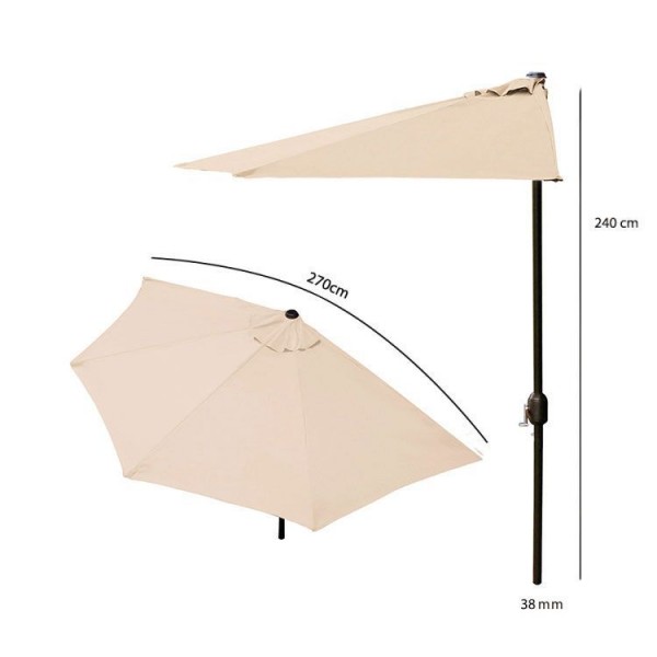Parasol ogrodowy boczny UM016 - składany, przyścienny, beżowy