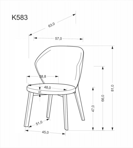 Krzesło do jadalni na orzechowych nogach K583 Halmar