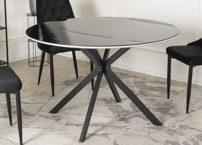 Okrągły stół szklany loft Allen 120 cm, czarny