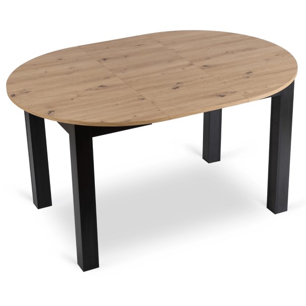 Mały stół loftowy z funkcją rozkładania Harry 102-142 cm, dąb artisan/czarny