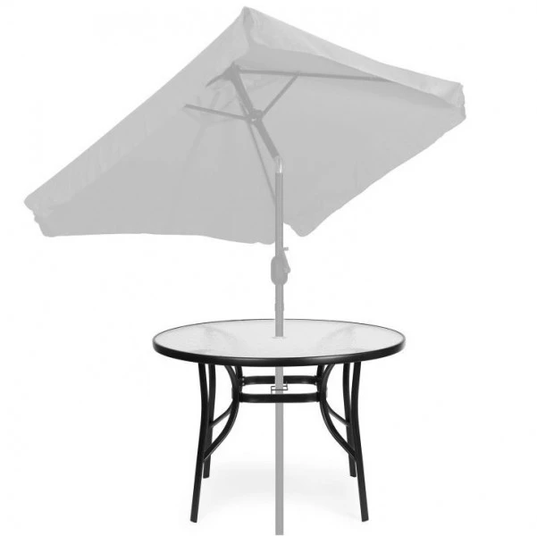 Stolik ogrodowy okrągły 105 cm z otworem na parasol Tulum 080, czarny