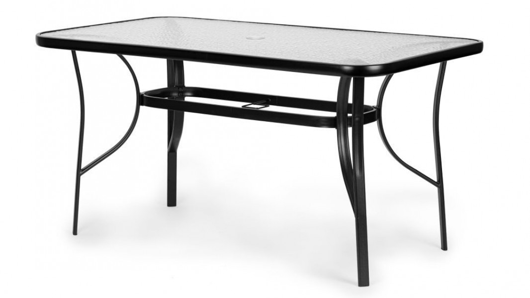 Stół ogrodowy 160x90 cm z otworem na parasol Tulum 094, czarny