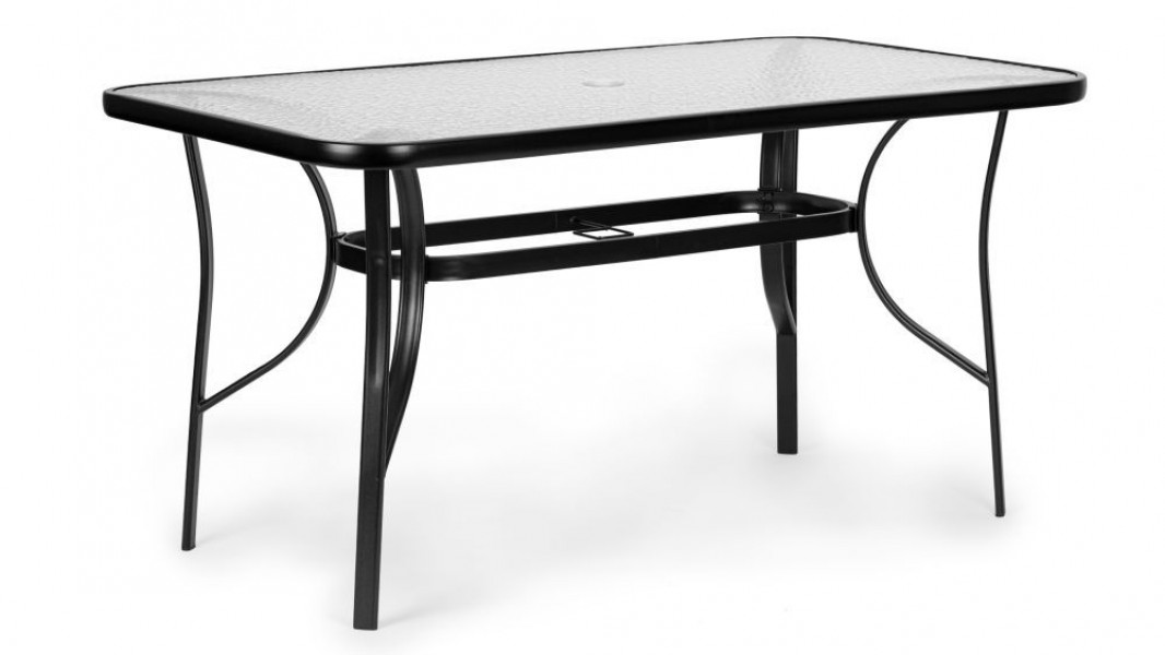 Stół ogrodowy 160x90 cm z otworem na parasol Tulum 094, czarny