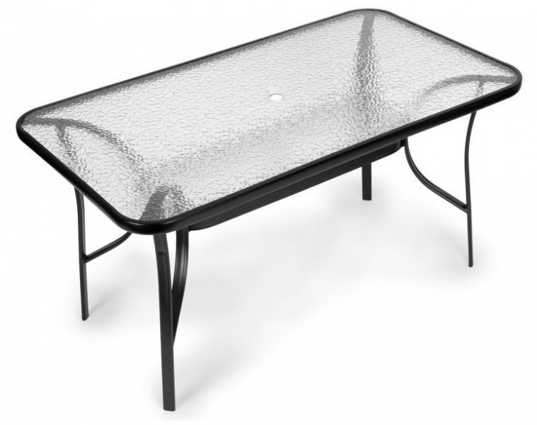 Stół ogrodowy 160x90 cm z otworem na parasol Tulum 094, czarny