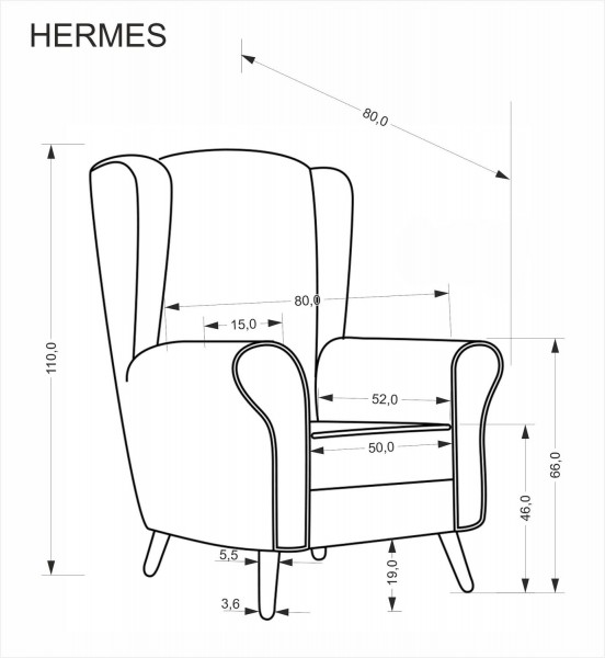 Tradycyjny fotel wypoczynkowy Hermes Halmar