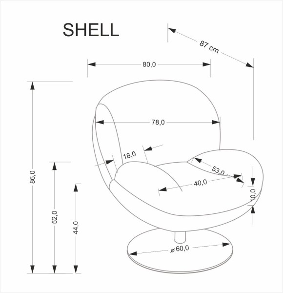 Obrotowy fotel wypoczynkowy z pluszowej tkaniny Shell Halmar