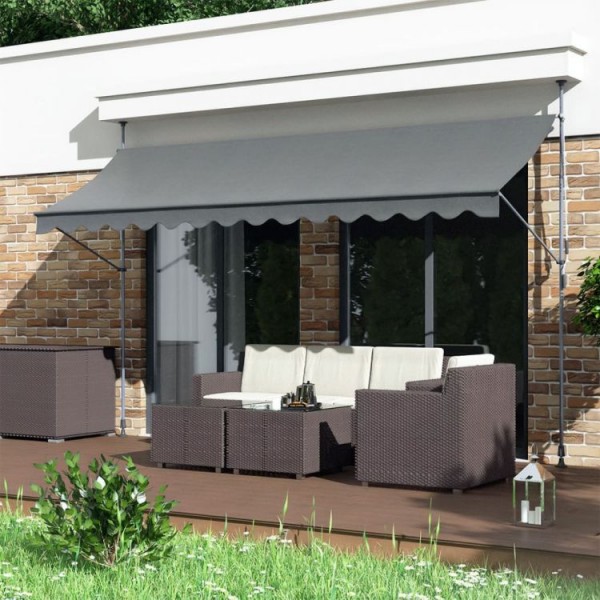 Markiza przeciwsłoneczna regulowana AW-016 na taras, balkon, szara, 300x120 cm