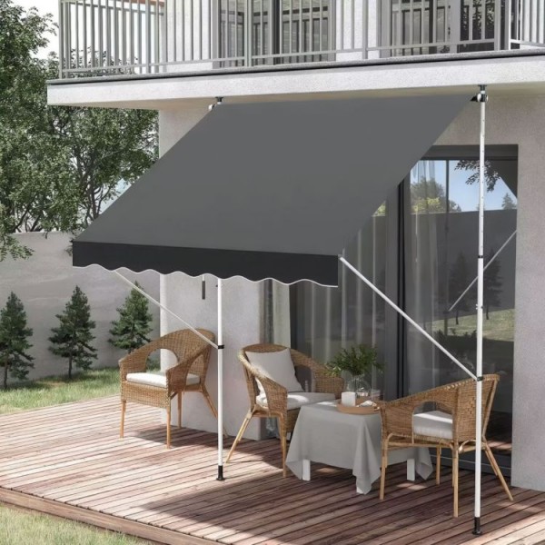 Markiza przeciwsłoneczna regulowana AW-016 na taras, balkon, szara, 300x120 cm