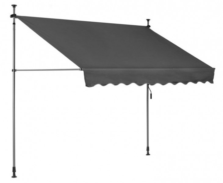 Markiza przeciwsłoneczna regulowana AW-016 na taras, balkon, szara, 300x120 cm