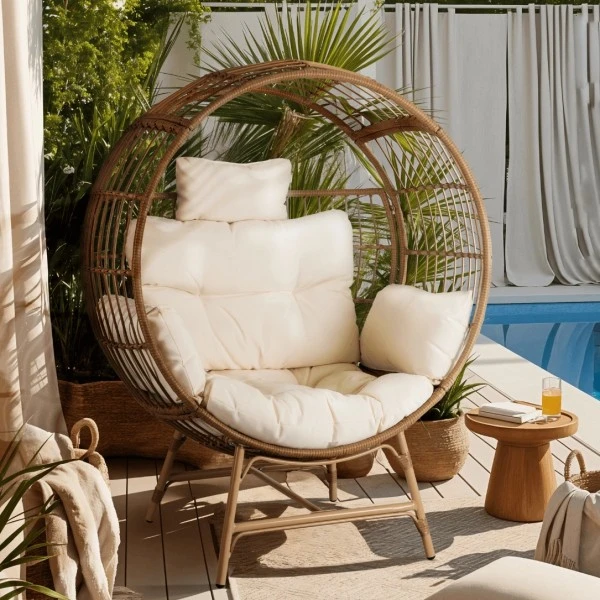 Fotel ogrodowy kokon w stylu boho Tampa - na taras, ogród, balkon