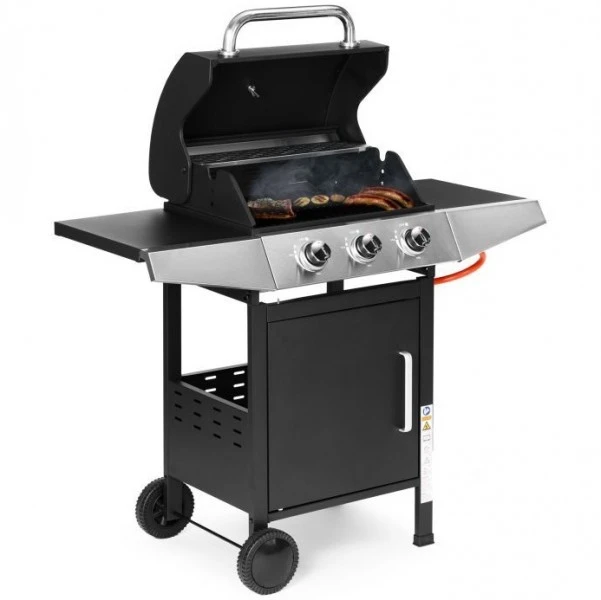 Grill gazowy z pokrywą i termometrem QL-02 na kółkach