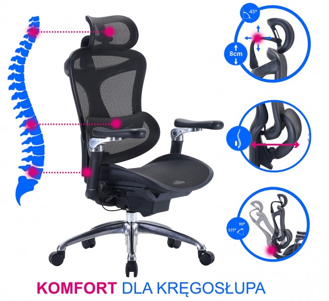 Ergonomiczny fotel do pracy przy biurku Kosmo, zgodny z normą BHP