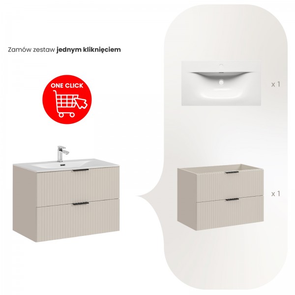 Szafka łazienkowa z umywalką wpuszczaną Adel 80 cm, kaszmir