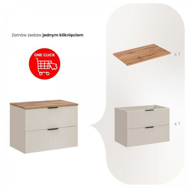 Szafka łazienkowa pod umywalkę nablatową Adel 80 cm, kaszmir/dąb wotan