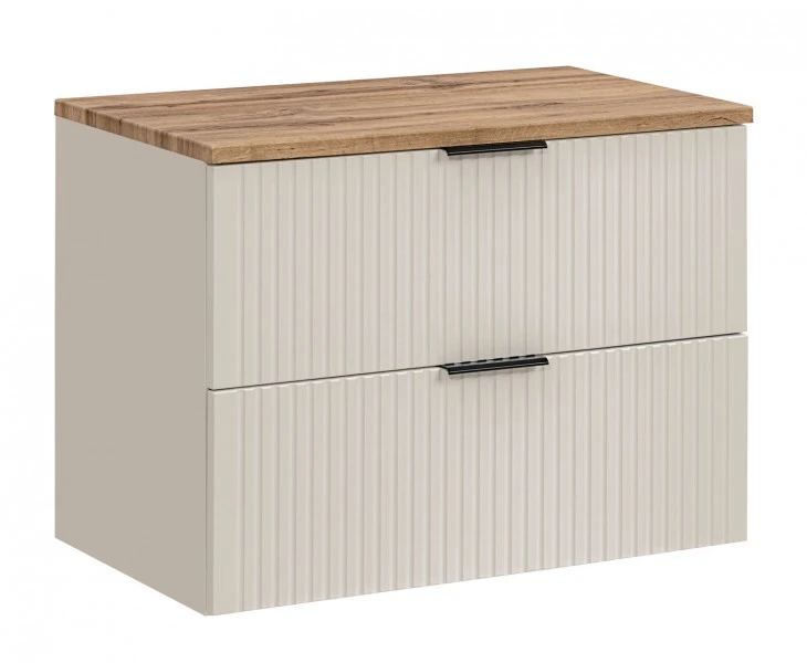 Szafka łazienkowa pod umywalkę nablatową Adel 80 cm, kaszmir/dąb wotan