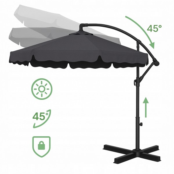 Składany parasol ogrodowy Floriva, jasny szary