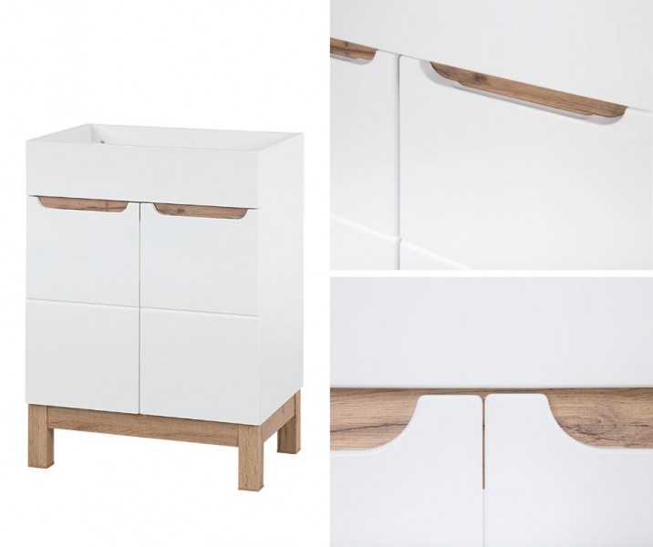 Stojąca szafka pod umywalkę wpuszczaną 60 cm, Bali 820, biała