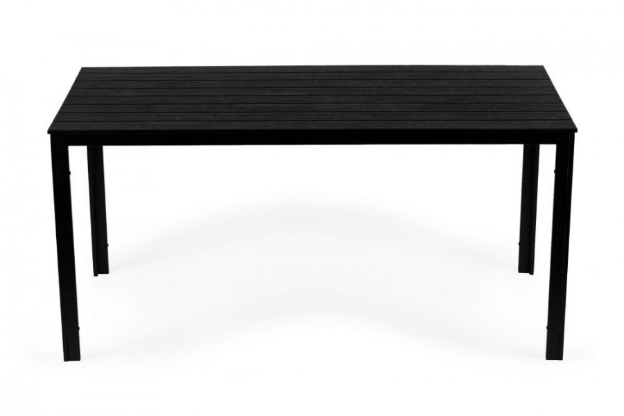 Stół ogrodowy polywood dla 6 osób Sorelia 156x78 cm, czarny