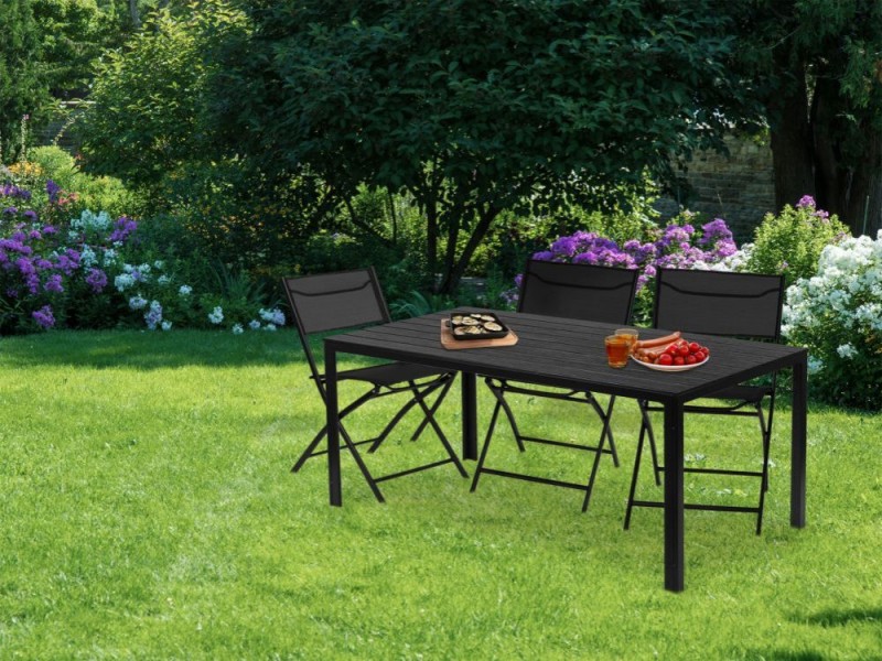 Stół ogrodowy polywood dla 6 osób Sorelia 156x78 cm, czarny