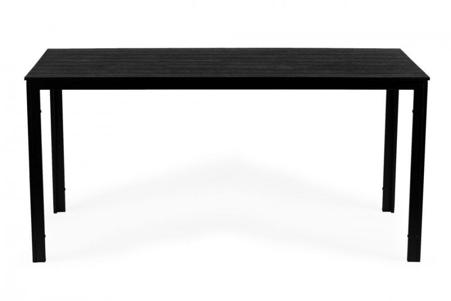 Stół ogrodowy polywood dla 6 osób Sorelia 156x78 cm, czarny