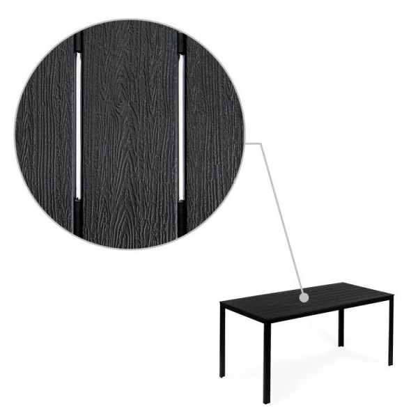 Stół ogrodowy polywood dla 6 osób Sorelia 156x78 cm, czarny