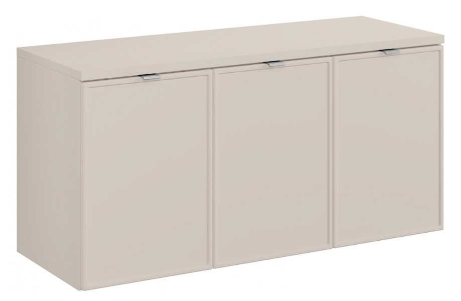 Trzydrzwiowa szafka łazienkowa Bella 120 cm z blatem, kaszmir