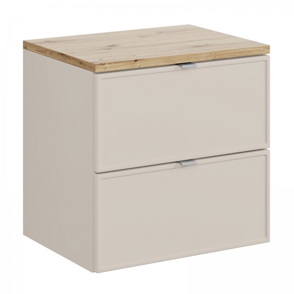 Szafka pod umywalkę nablatową Bella 60 cm z blatem, kaszmir/dąb artisan