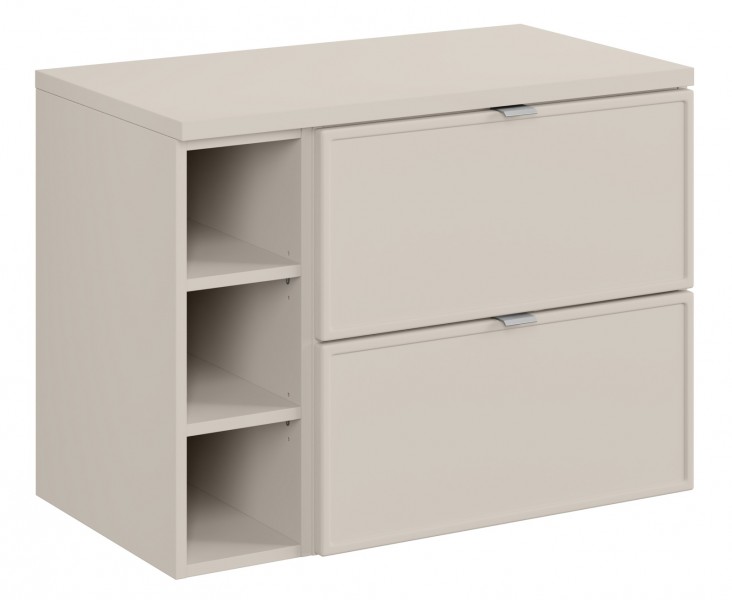 Wisząca szafka łazienkowa Bella 80 cm z blatem i regałem, kaszmir