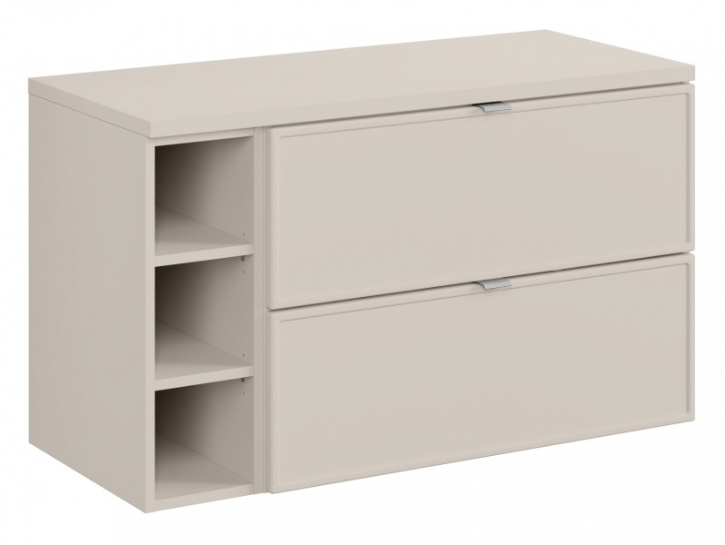 Wisząca szafka łazienkowa Bella 100 cm z blatem i regałem, kaszmir