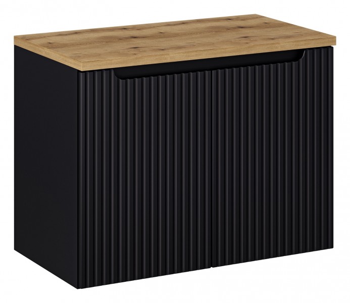 Szafka umywalkowa 2-drzwiowa Nova 80 cm z blatem, czarny mat/dąb coast evoke
