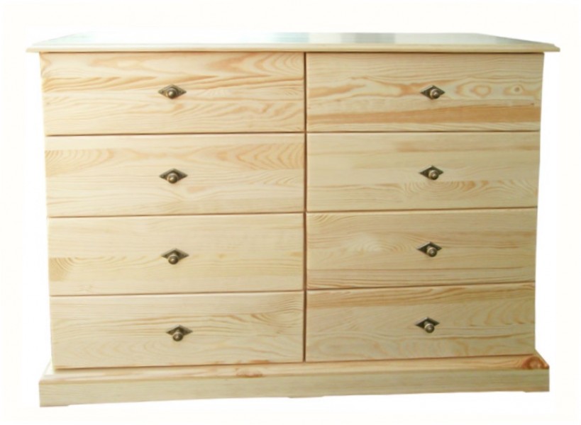 Komoda drewniana KDM-9e, 8 szuflad, sosna