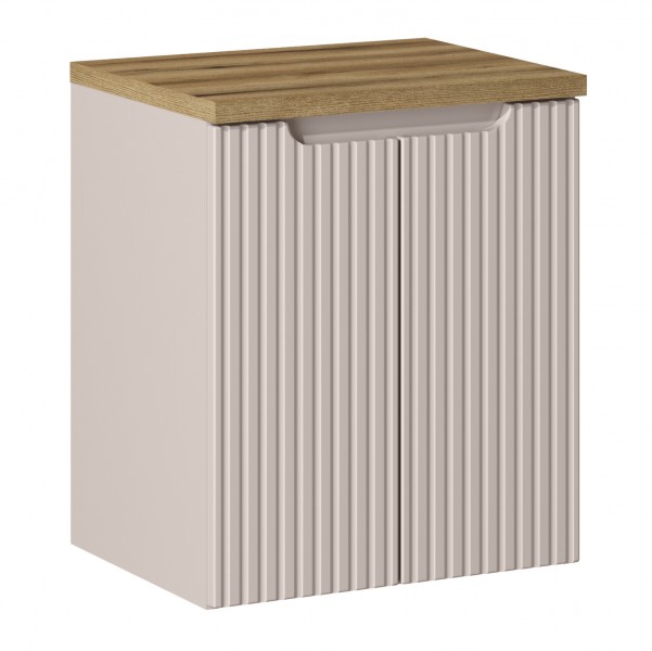 Szafka umywalkowa 2-drzwiowa Nova 50 cm z blatem, kaszmir mat/dąb coast evoke