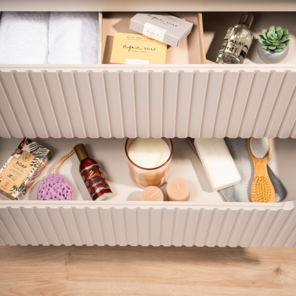 Wisząca szafka umywalkowa 2 szuflady Nova 80 cm, kaszmir mat