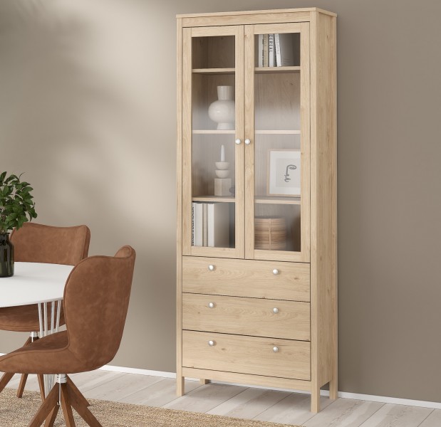 Dwudrzwiowa witryna z szufladami Madrid, jackson hickory