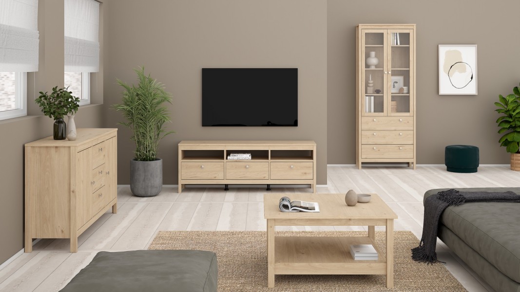Dwudrzwiowa witryna z szufladami Madrid, jackson hickory