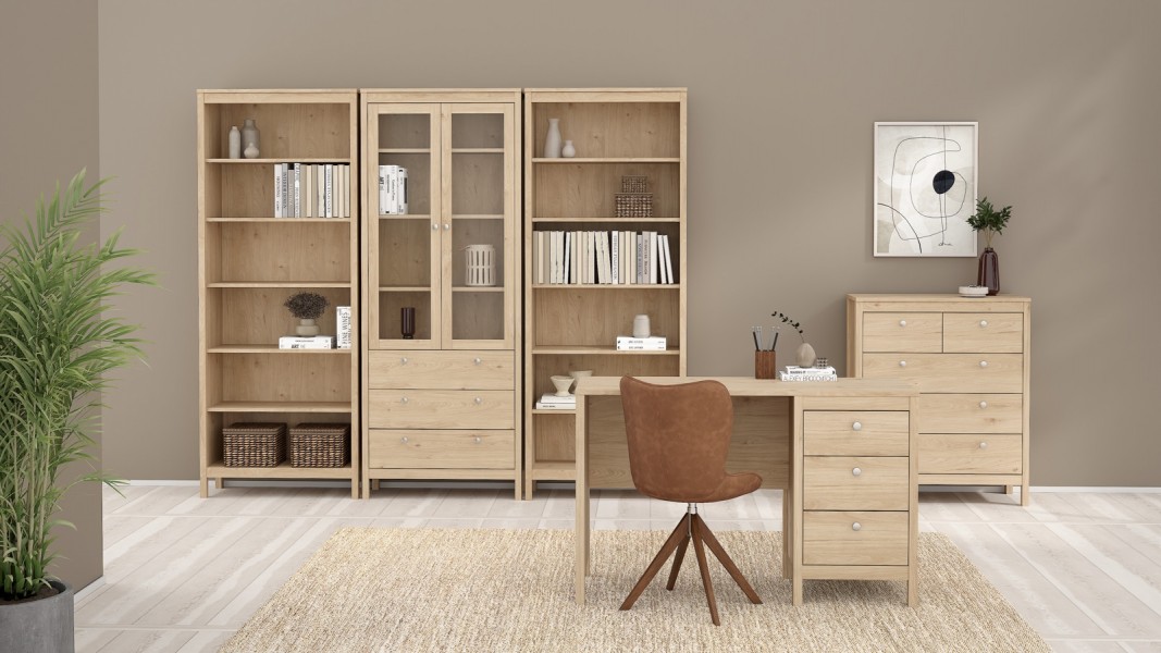 Dwudrzwiowa witryna z szufladami Madrid, jackson hickory