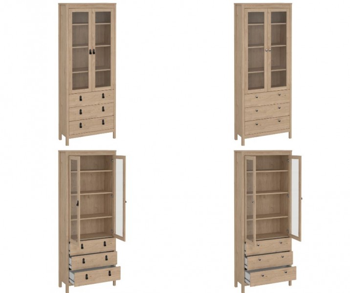 Dwudrzwiowa witryna z szufladami Madrid, jackson hickory